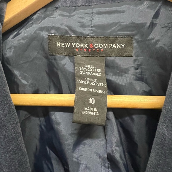 *New York & Co. Women’s Vintage Velvety Blazer Jacket Blue Size 10 - Picture 3 of 10